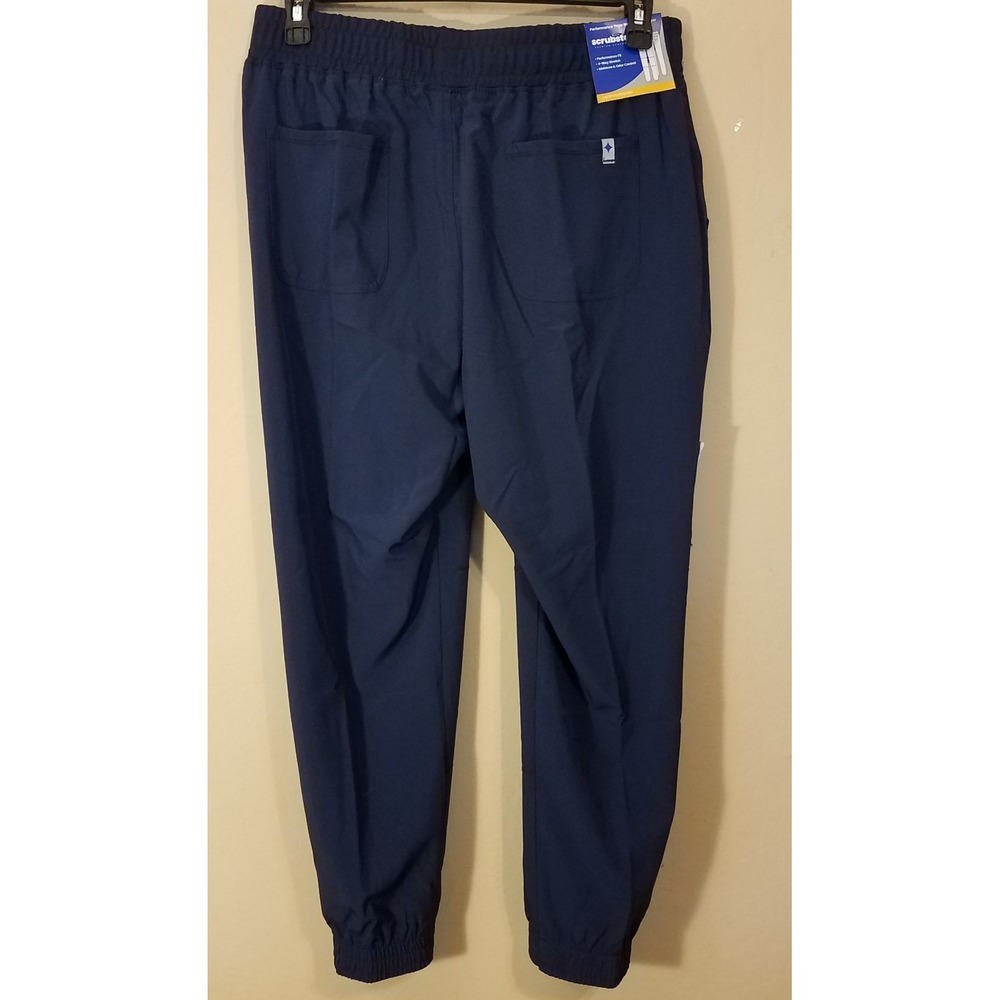 ScrubStar Jogger Women L Petite Pull-On Pants Pockets Yoga Waistband Blue NEW - Picture 3 of 5